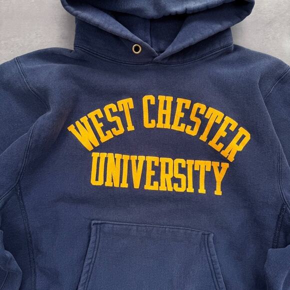 Vintage Champion Reverse Weave West Chester University Blue Hoodie - Picture 2 of 10